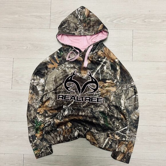 Real Tree Realtree Camo Womens Camouflage Pink Hoodie Sweatshirt size Large - Picture 1 of 5
